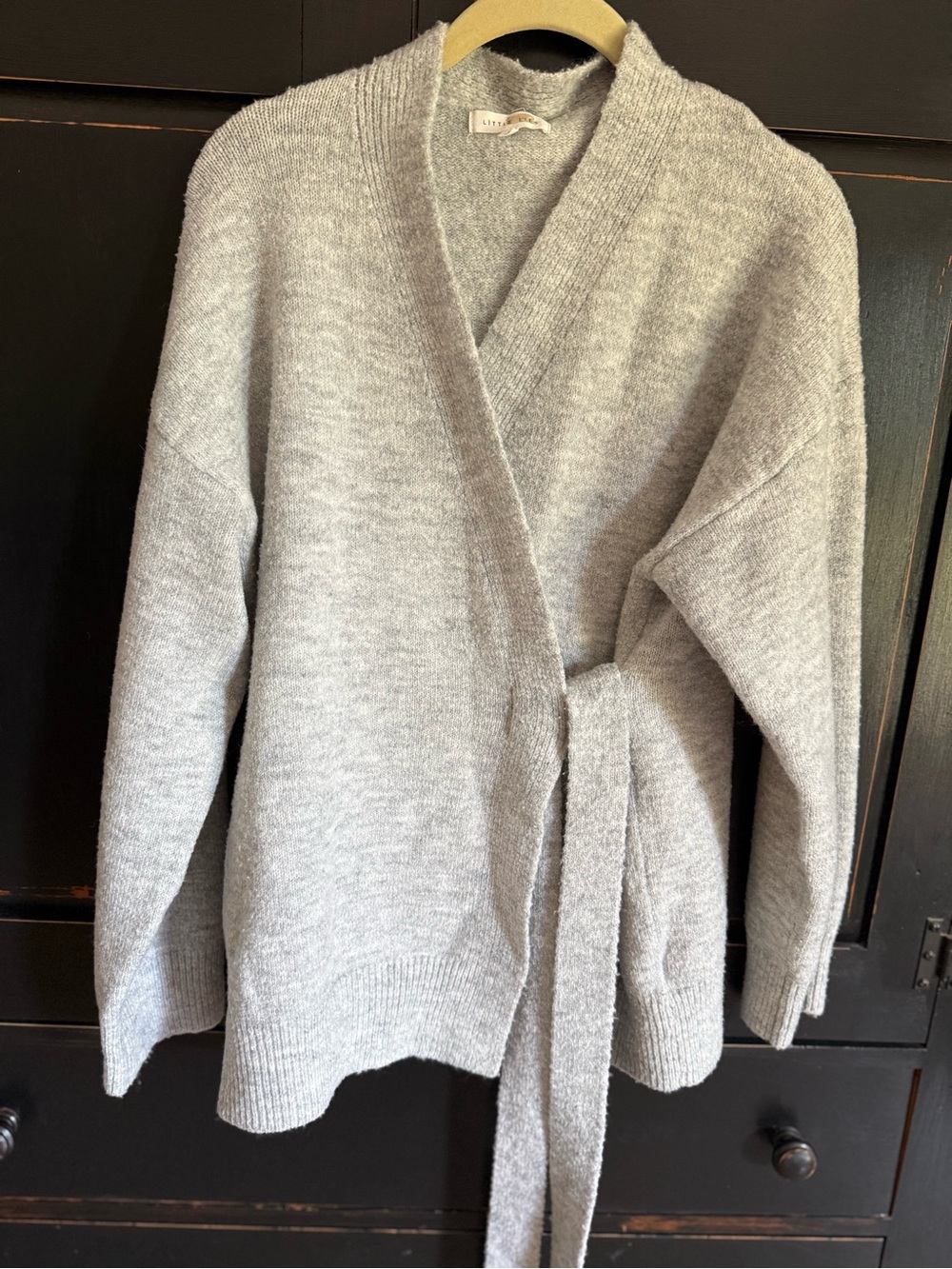 Little Lies Light Gray Women's Wrap Cardigan Sweater - Picture 8 of 8